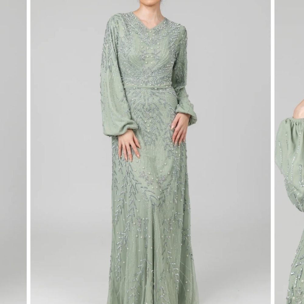 Sophisticated Long Sleeve Green Dress